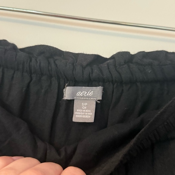 Aerie Black Strapless Flowy Pom Pom Jumpsuit with Pockets Sz Small Vacation - Picture 7 of 10